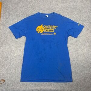 Vintage Ched by Anvil NY State Games Physically Challenged T-Shirt Blue XL
